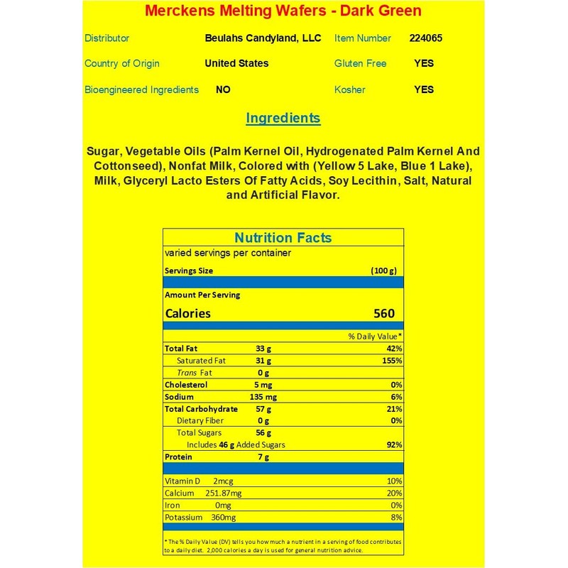 Merckens Coating Wafers Melting Wafers Dark Green 2 pounds
