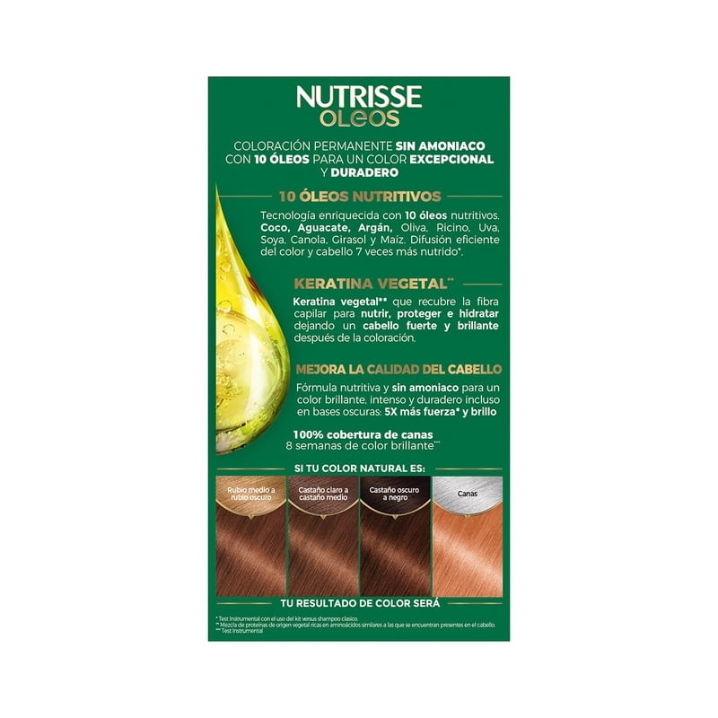 Tinte para cabello Nutrisse Oleos sin amoniaco 7.35 rubio dorado