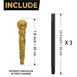 Antique Gold Cane Decorative Cane Prop Costume Scepter Colsplay Costume Cane