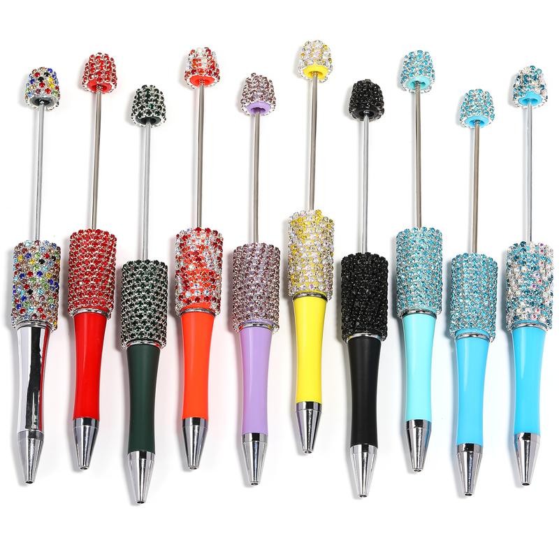 【P160】5pcs Beadable Pens in Solid Colors with Rhinestones and Flatback