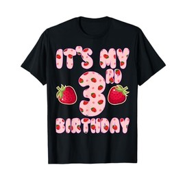 Kids 3 year old Strawberry Birthday Girl Sweet Fruit 3rd T-Shirt