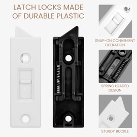 Belle Vous Window Replacement Parts Pack of 20 - Spring Loaded Sliding Window Locks - Black & White - Window Latch - Burglary Protection Window - 2 Inch - Window Child Lock