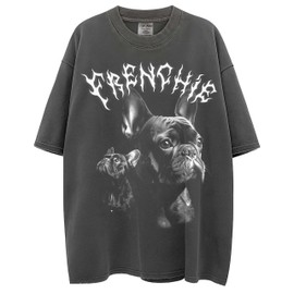 French Bulldog Washed & Oversized Heavyweight Shaka-Wear Heavy Metal Drop Shoulder Tshirt