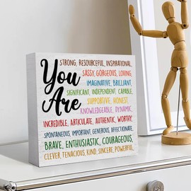 YROVWENQ You Are Sun Inspirational Wooden Box Sign - Motivational Quote Desk Decor for Home, Office, Bedroom, and Table - Gift for Son Daughter Friends