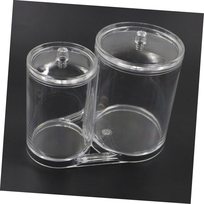 WOONEKY Acrylic Double Hole Cotton Swab Box Makeup Case Lid