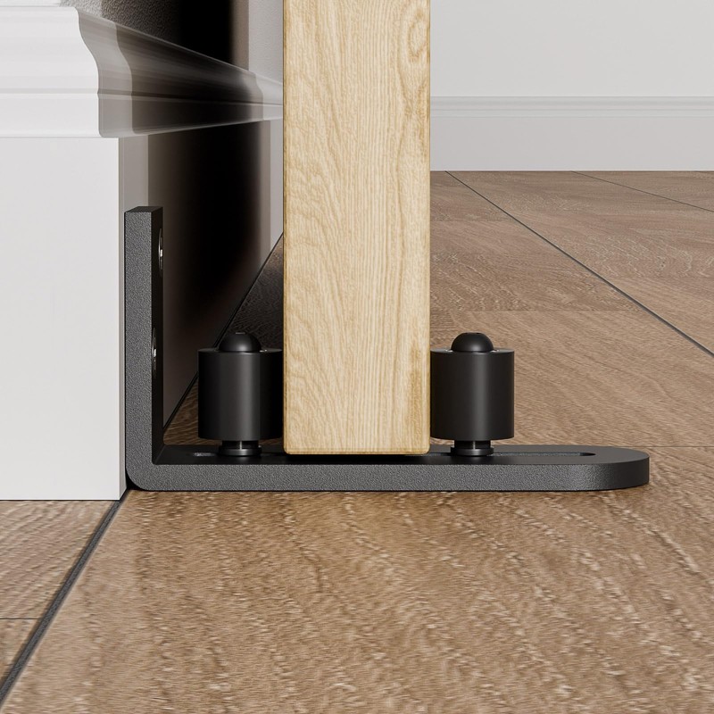 BONIKLUBA Adjustable Sliding Barn Door Floor Guide,Flat Bottom Design Style,Black(1PCS)