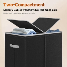 Laundry Hamper with Lid 160L Laundry Basket - Double Clothes Hamper with 2 Removable Bags, 2 Section Large Laundry Basket Organizer for Laundry Room, Bedroom, Hampers for Laundry