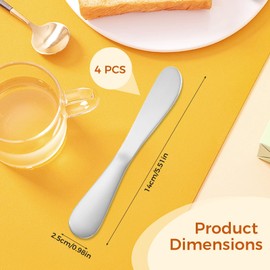 Arvoni 4 Stück Buttermesser Klein, Leicht zu Reinigen Buttermesser Edelstahl, Ergonomisches Kinder für Frühstück, Party, Butter, Käse und Gebäckherstellung