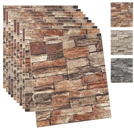 Yutianli 10PSC 3D Wall Panels Peel and Stick Faux Brick Wall Panels Self-Adhesive 3D Brick Wallpaper Foam Stone Wall Panel