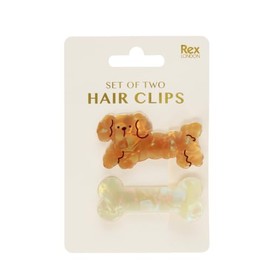 Rex London Hair Clips (set of 2) - Dog and Bone