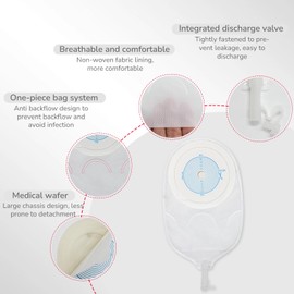 DERAYMI 10-Pack One-Piece Urostomy Bags, Anti-Backflow Drainable Colostomy Pouches Ostomy Bags with Drain Valve Closure for Ileostomy Colostomy Stoma Care 20-65mm