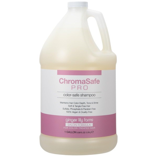 Ginger Lily Farms Salon Formula ChromaSafe Pro Color-Safe Shampoo for Color-Treated Hair, 100% Vegan & Cruelty-Free, 1 Gallon (128 fl oz) Refill