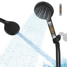 Hibbent Filtered Shower Head with Handheld, High Pressure 10 Spray Showerhead with Filters, Water Softener for Hard Water-Remove Chlorine, Reduces Dry Itchy Skin, Improve Skin& Hair Texture, Black
