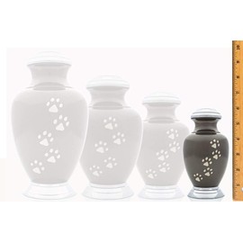 Kennedy Paws Series Pet Urn (Small, Slate, Pewter, Vertical, Chrome)