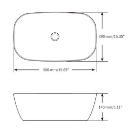Miyili 20"x15" Black & White Bathroom Vessel Sink Modern Above Counter Bathroom Sink Porcelain Ceramic Vanity Sink Art Basin, VS5039BW
