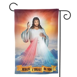 YISHOW Divine Mercy of Jesus God of Christian Garden Flag Double Sided Vertical Divine Mercy of Jesus God of Christian House Flags Yard Signs Outdoor Decor 12.5"X18"