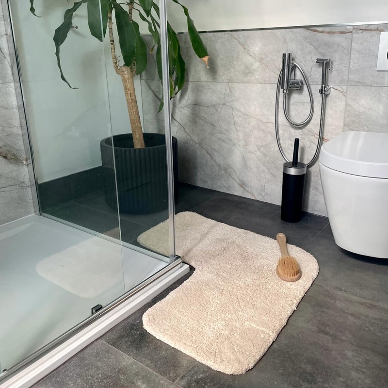 Allure Corner Shower Mat – 100% Cotton L-Shaped Bath Mat