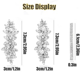 4Pcs Silver Rhinestones Pearl Hair Clips Set Sparkly Hair Barrettes Crystal French Hairpins Decorative Hair Accessories for Wedding Brides Bridesmaids