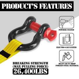 Jamiikury Jamiikury Shackles 1/2" D Ring Shackle 12 Ton (26,455 lbs) Maximum Break Strength with 5/8" Pin for Tow Strap Winch Off Road Vehicle Recovery (8 Pack)