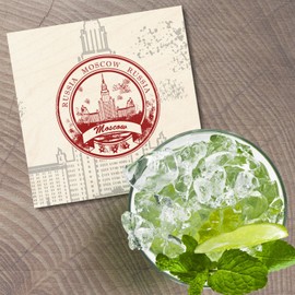 Unbranded Moscow Russia Kreml Travel 4'' X 4'' Square Wooden Coaster