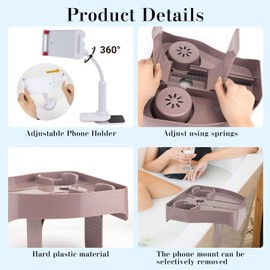 PIRXXIY Hot Tub Table Tray with Adjustable Phone Holder, Inflatable Hot Tub Accessories with 2 Drink Holders, Fits Outdoor Inflatable Spa/Pool, Idea Gifts for Women and Parents