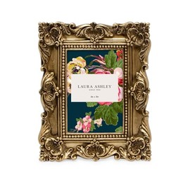 Laura Ashley - Marco de fotos de resina texturizado dorado de 2 x 3 pulgadas con caballete, para exhibición de mesa y pared, decoración decorativa del hogar, galería de fotos, arte y más (2 x 3,
