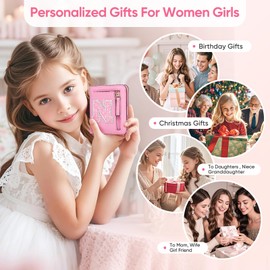 YQE Mini Wallet RFID Bifold Travel Essential Purse with Initial Monogrammed Letter Company Anniversary Female Employee Staff Coworker Appreciation Birthday Christmas Thanksgiving Gifts Pink N