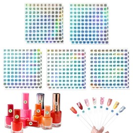 C12rtive 2 Sets Number Stickers, Self-Adhesive Round Office Labels, Waterproof Round Stickers for Organizing Nail Polish Bottle/Nail Swatch Sticks/Lipstick