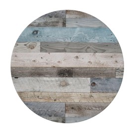 FATTTYCY Round Table Cloth Farmhouse Wood Tablecloth Elastic Edge Fitted Table Cover Fits Tables Up to 45"-50" Diameter