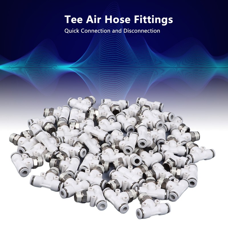 50PCS PT1/4 Hose Connectors PU Nylon Tubing T Shaped Tee