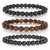 Mabor 3Pcs Beaded Bracelets for Men – 8mm Beads Stretch