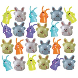24 Easter Mix - Bunny Racer Cars and Bunny Finger Puppets - Fun Easter Party Favors Gifts Prizes Small Toy Prize Assortment Egg Hunt (2 Dozen)