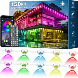 500 Feet, 250 Bulbs IP67 Waterproof RGB Outdoor LED Permanent Light, Comes with App and Remote Control, Best Choice for Party, Valentine's Day Decoration, Garden and Gift for Boyfriend or Girlfriend, Patio Outdoor Light, ZOEGI,:_150 feet