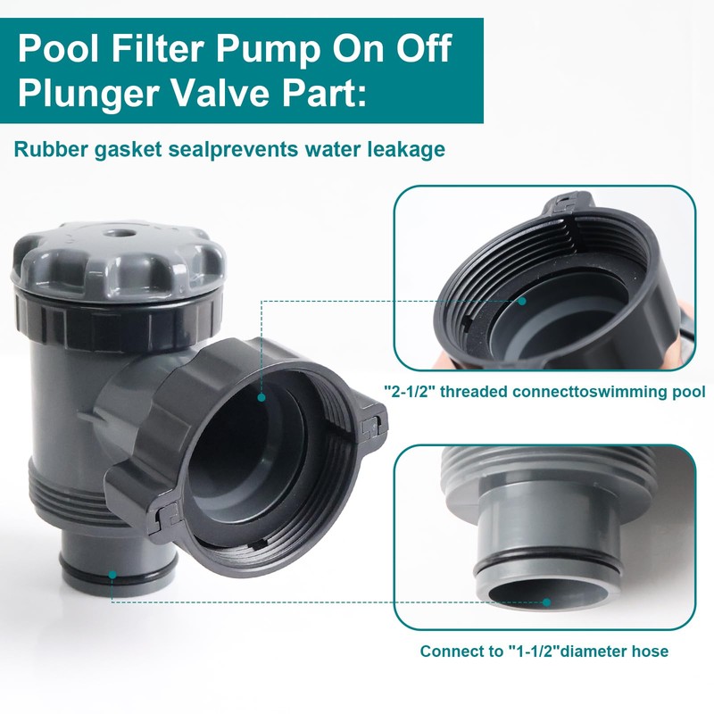 uhzz Plunger Valve for Intex Pool, Plunger Valve Connection Pool