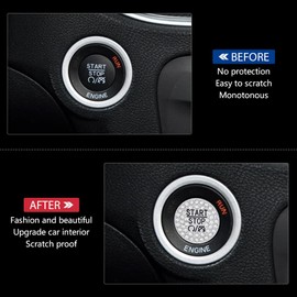 PIFOOG Charger Accessories Fit for Dodge Challenger Durango Sparkly Push to Start Button Cover Sticker Decal Car Dashboard Decoration Fits for Chrysler 300 300s 2015-2022 1PC