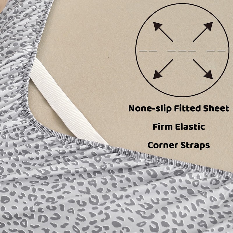 Mooreeke Leopard Cheetah Printed Full Bed Sheets, Soft Microfiber Bedding