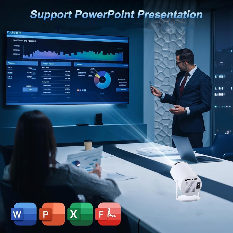 Projector 4K with WiFi and Bluetooth, Mini Smart Auto Keyston
