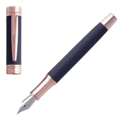 Cerruti NSG9142N Zoom Soft Navy Fountain Pen Rose Gold with Blue Ink