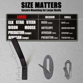 VMSIXVM European Mount Skull Hanger, Large Euro Mount Deer Skull Hangers for Deer Head, Buffalo, Pronghorn, Bear and Other Big Skull, Skull Wall Mount Hanger with Easy Install Kit for Indoor Outdoor