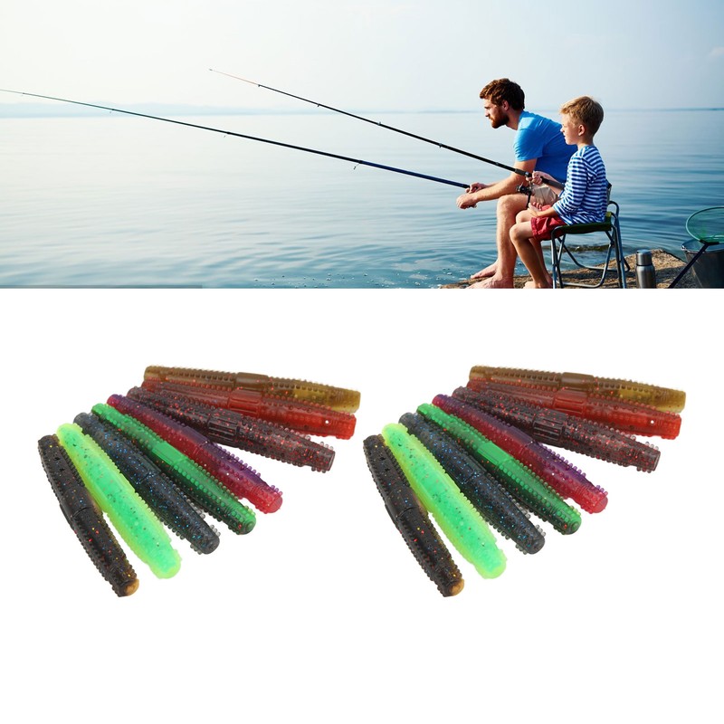 16pcs Soft Lure TPR Bite Resistant Hidden Hook Tip Built