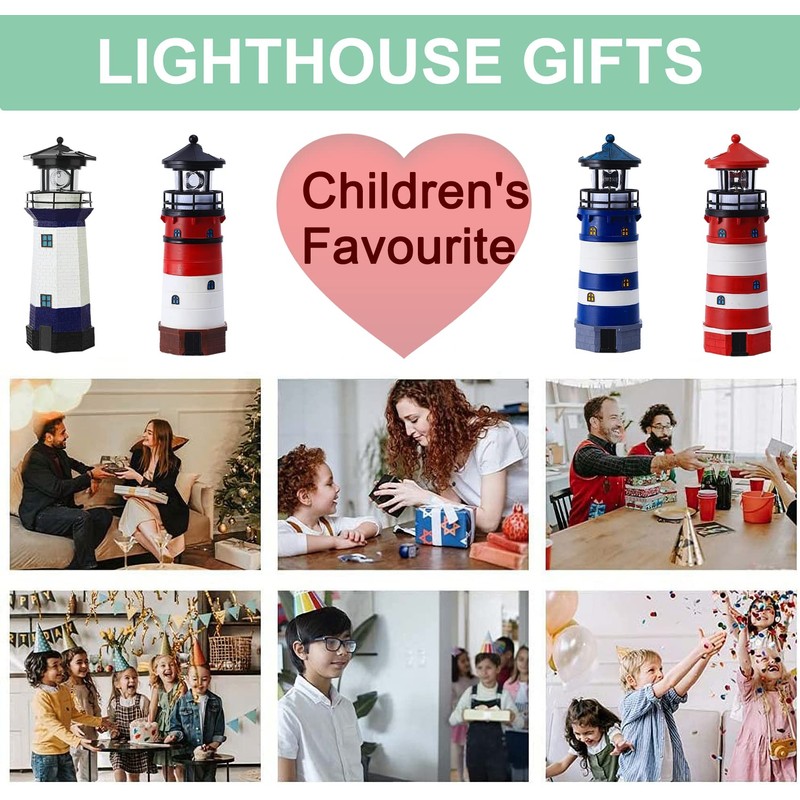 HSHD Solar Lighthouse Ornament - 30cm Tall Solar Lighthouse with