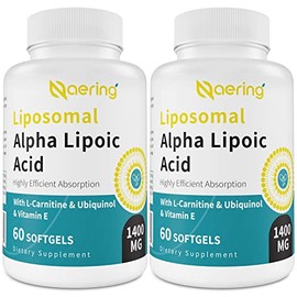 Ácido Alfa Lipoico Lipoico 1400mg Cápsulas Blandas, Suplemento ALA con LCarnitina 1000mg, Ubiquinol (Ac                                               