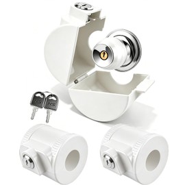 Child Proof Door Knob Cover Lock for Dementia Elderly Safety - Universal ABS Plastic Lock-Out Device for Bedroom, Bathroom, Gas Valve & Outdoor Faucets (Fits Most Circular Knobs)-2 Pc White