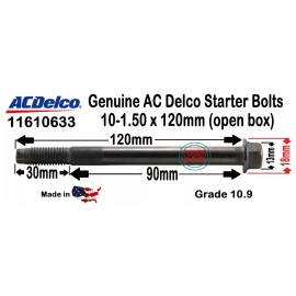 ACDelco (1 Pc) Original Ac Delco Starter Bolt, Metric  M10-1.5 X 120mm, GM 11610633