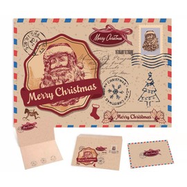 5 Pack Vintage Christmas Greeting Cards Christmas Postcard 6 x 4" Santa Claus Reprint Antique Postcard Set Retro Christmas Cards with Kraft Envelopes Blank Christmas Greetings Holiday Cheer for