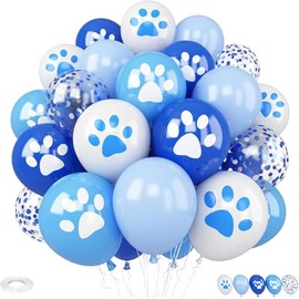 KOBOKO Pfotenabdruck Luftballons Set, 30 Stück, Blau und Weiß, Latex Party Dekoration
