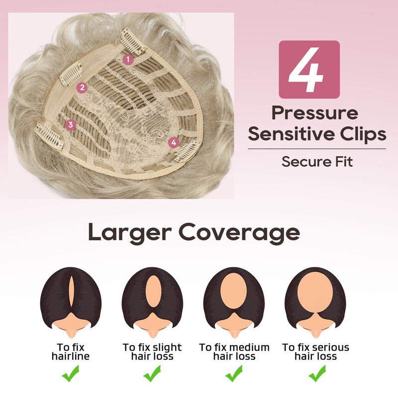 Hair Topper, Short Wiglet Hair Topper for Women with Thinning
