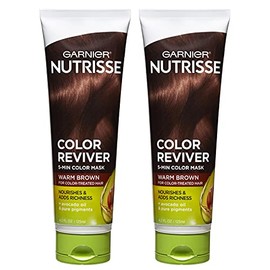 Garnier Nutrisse Color Reviver 5 Minute Nourishing Hair Color Mask with Avocado Oil Delivers Day 1 Color Results, for Color Treated Hair, Warm Brown, 8.4 fl oz