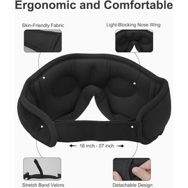 3D Bluetooth Music Eye Mask | Wireless Stereo Sleep Shade,Bluetooth 5.0 | Noise - Canceling | Light - Blocking Design,Ideal for Sleep, Travel & Meditation | Black, Ultra - Comfortable