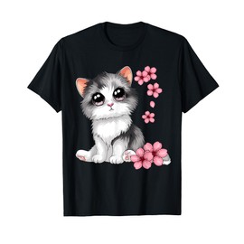 Cute Cat With Cherry Blossoms Cat T-Shirt